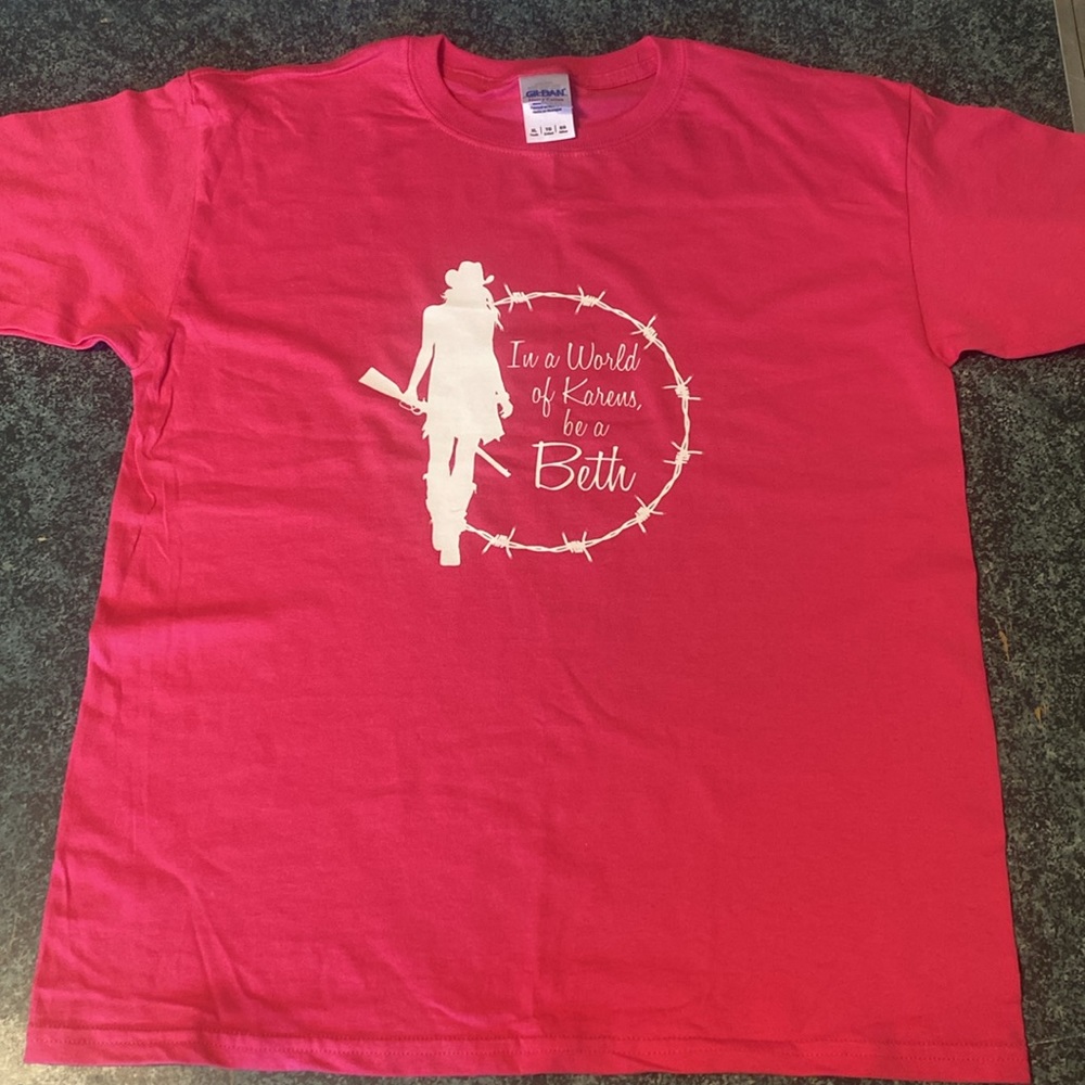 NWOT-Gilman Heavy Cotton-Pink-XL Youth-“In a World of Karens, be a Beth”